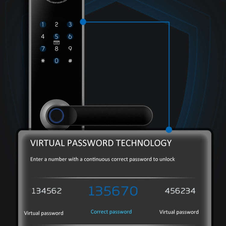 A60 Smart Fingerprint Password Door Lock With Doorbell, Spec: Tuya APP Version Gold