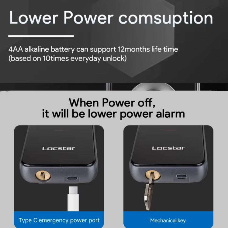 A60 Smart Fingerprint Password Door Lock With Doorbell, Spec: Tuya APP Version Gray