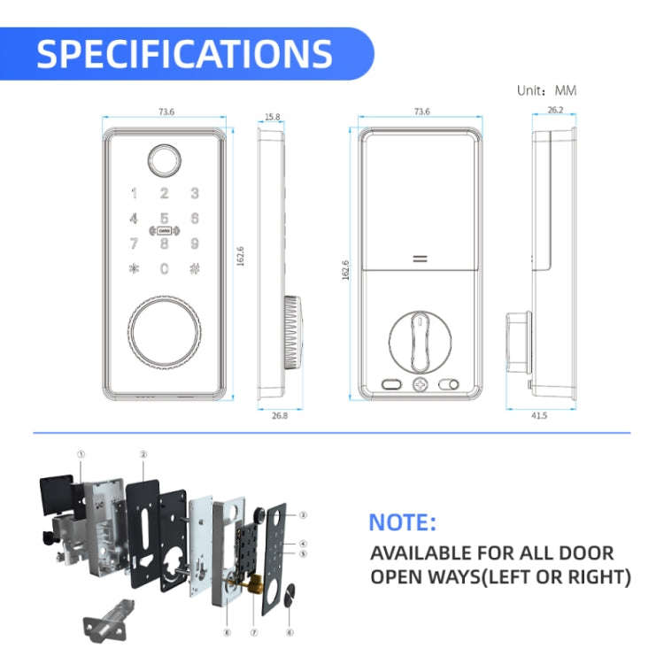 C87 Automatic Fingerprint Lock Entry Door Password Smart Lock(Black)