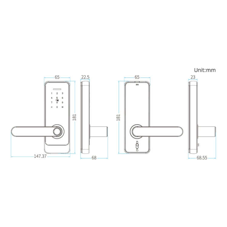 C89 Smart Fingerprint Password Lock Home Indoor Door TUYA System Lock(Black)