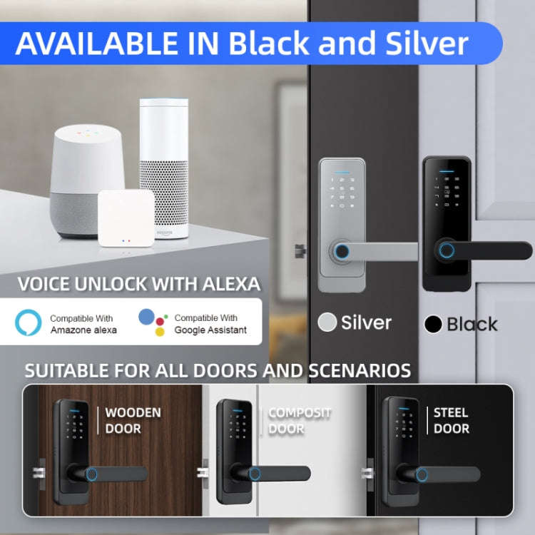 C89 Smart Fingerprint Password Lock Home Indoor Door TUYA System Lock(Black)