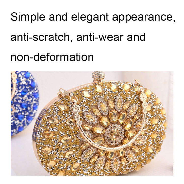 Oval Sunflower Diamond Evening Party Clutch Bag(Silver)