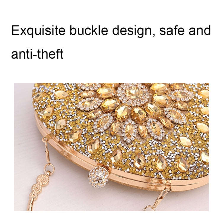 Oval Sunflower Diamond Evening Party Clutch Bag(Gold)