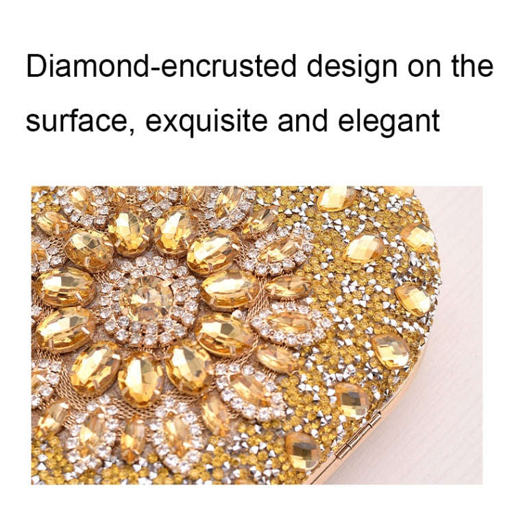 Oval Sunflower Diamond Evening Party Clutch Bag(Gold)