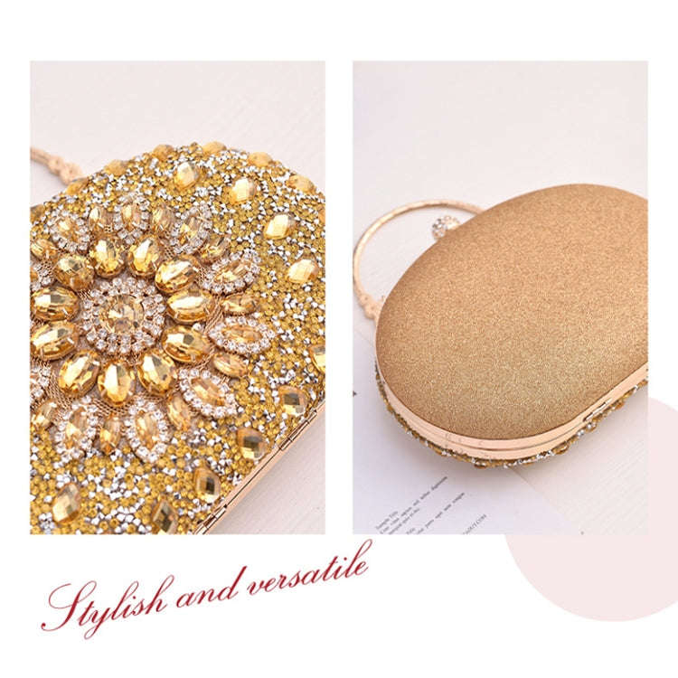 Oval Sunflower Diamond Evening Party Clutch Bag(Silver)