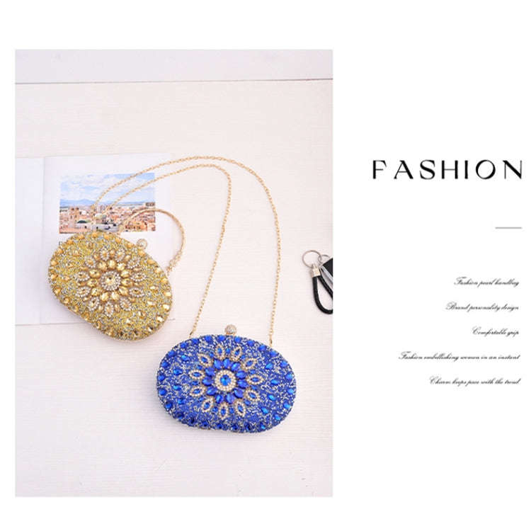 Oval Sunflower Diamond Evening Party Clutch Bag(Gold)