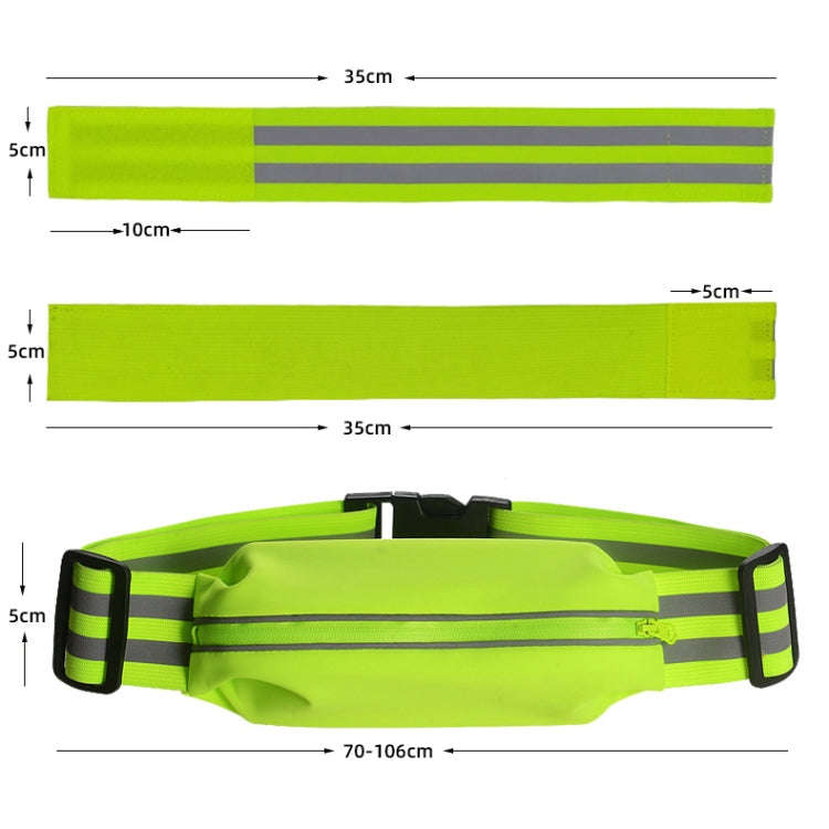 Women Men Running Bag Adjustable Reflective Waist Pouch Pack, Spec: 1 Belt+2 Arm Band(Fluorescent...