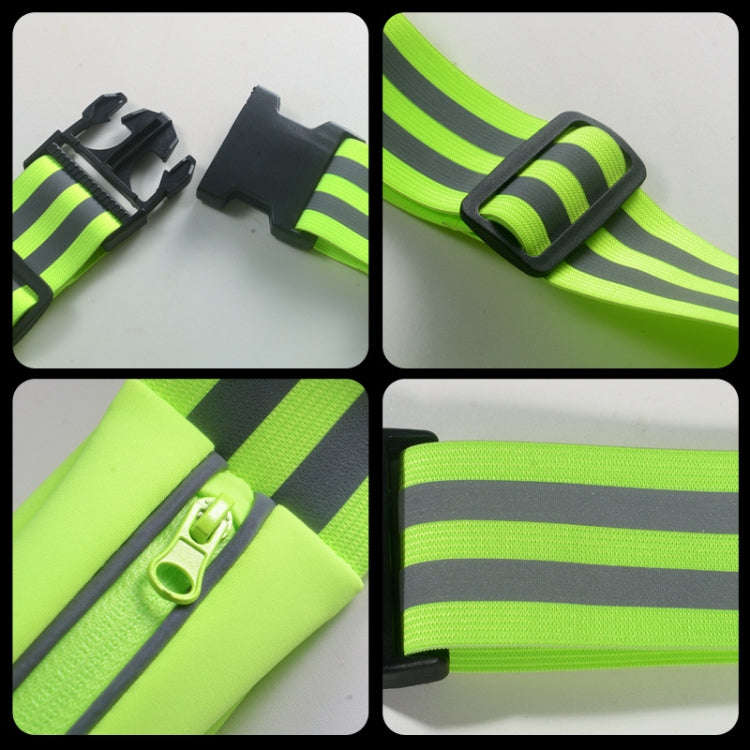 Women Men Running Bag Adjustable Reflective Waist Pouch Pack, Spec: 1 Belt+2 Arm Band(Fluorescent...