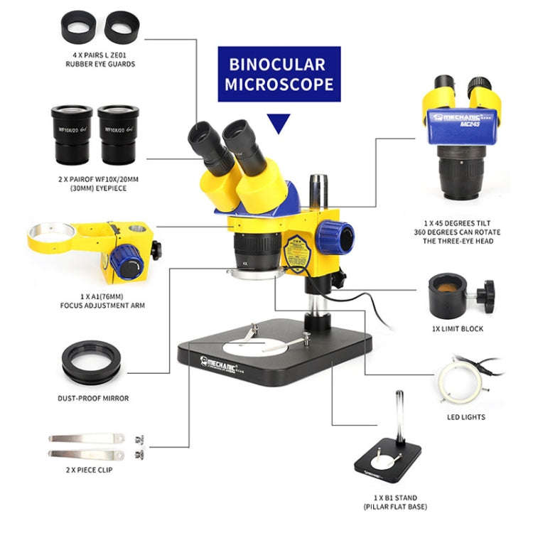 MECHANIC MC-75TimatX Trinocular Stereo Microscope Industrial Grade Can Connect To HD Display