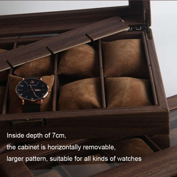 Wood Grain Leather Watch Display Box Watch Storage Case Jewelry Box, Style: 10 Digit Long