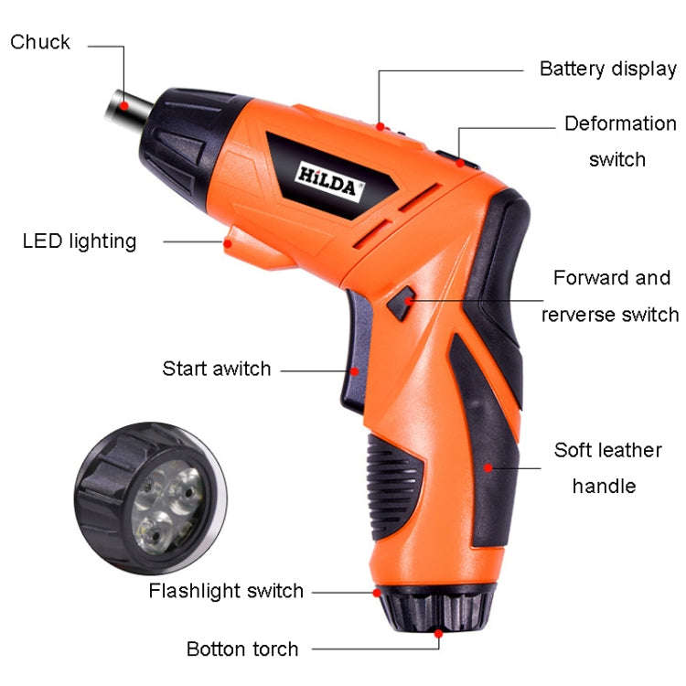 HILDA 47pcs /Set Multi-Function Li-Ion Screwdriver Mini Screwdriver(White)