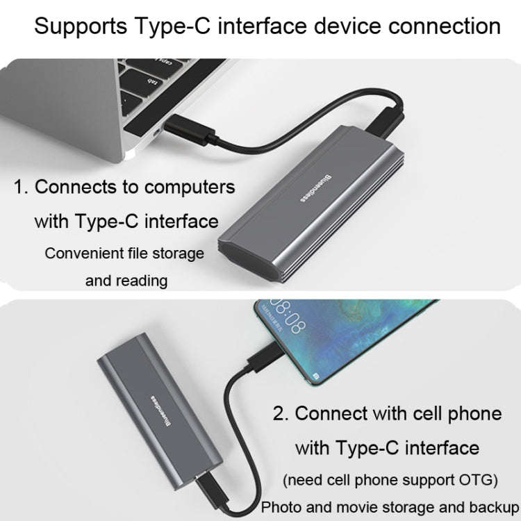 Blueendless 2810 General Dual Protocol Wiring C-A M.2 Mobile Hard Disk Case SSD External Solid Ha...