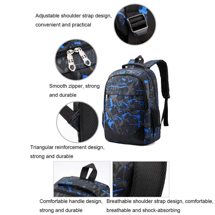 Three-Piece Student Backpack Set Casual Large Capacity Outdoor Travel Backpack(Black)