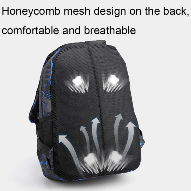 Three-Piece Student Backpack Set Casual Large Capacity Outdoor Travel Backpack(Blue Camouflage)