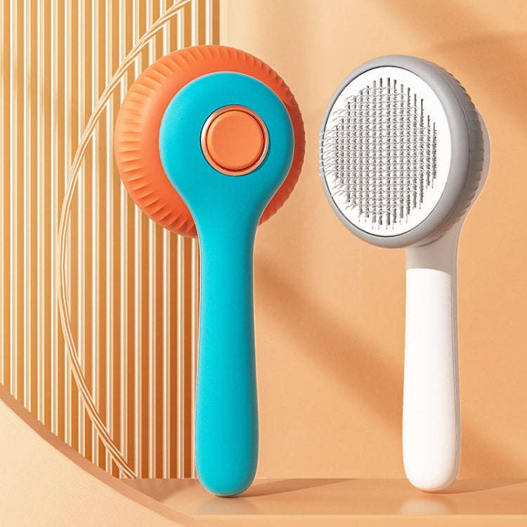 Cat Hair Removal Needle Comb Pet Cleaning Bath Comb(Gray  And White)