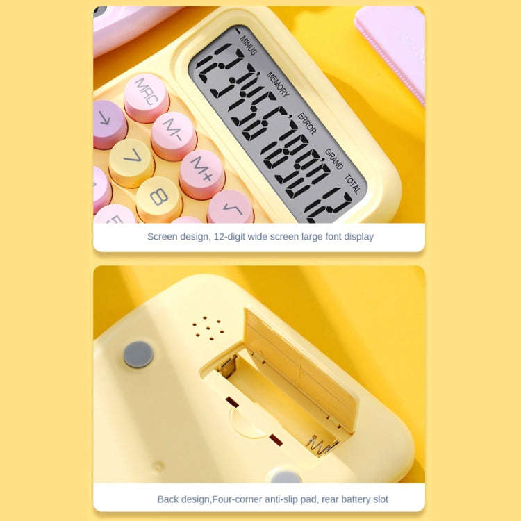 12-Bit Dopamine Flex Keyboard Calculator Candy Color Office Student Calculator(Lemon Yellow)
