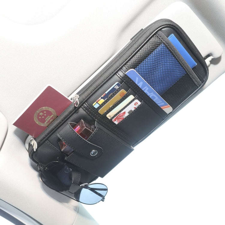 Car Sun Visor Multifunctional Storage Bag Glasses ID Holder(Black)