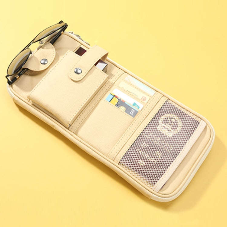 Car Sun Visor Multifunctional Storage Bag Glasses ID Holder(Gray)