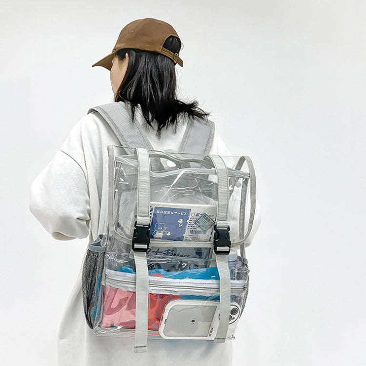 Transparent PVC Large Capacity Casual Outdoor Waterproof Travel Backpack(Grey)