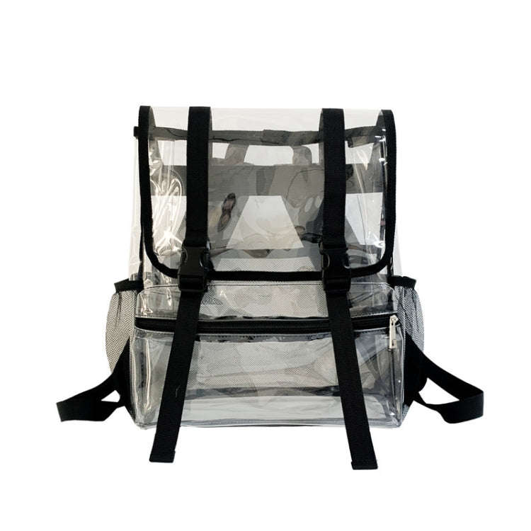 Transparent PVC Large Capacity Casual Outdoor Waterproof Travel Backpack(Black)