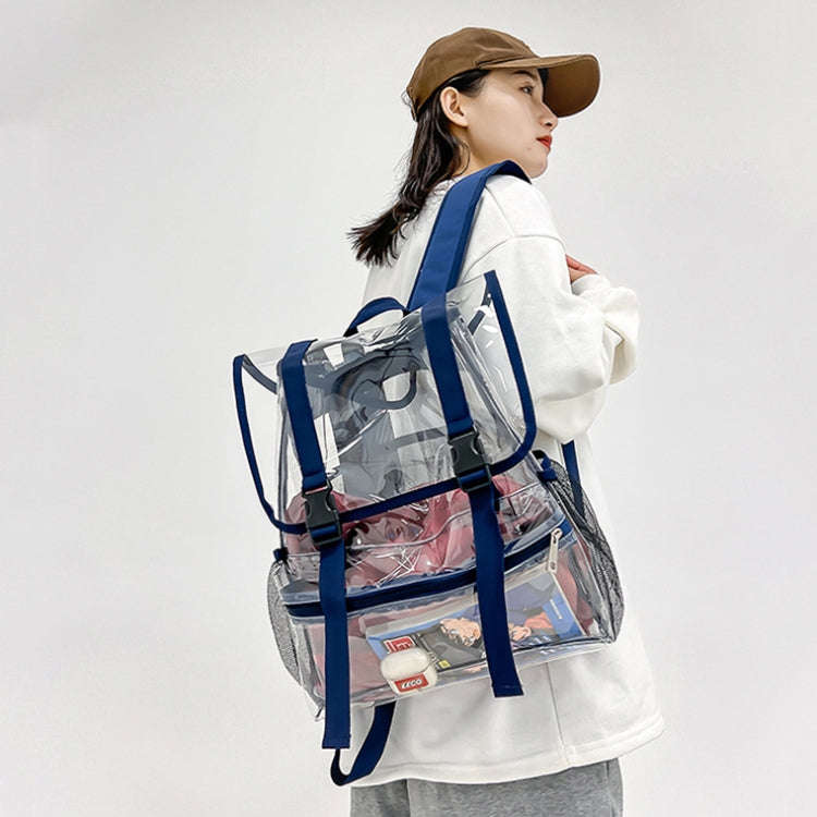 Transparent PVC Large Capacity Casual Outdoor Waterproof Travel Backpack(Blue)
