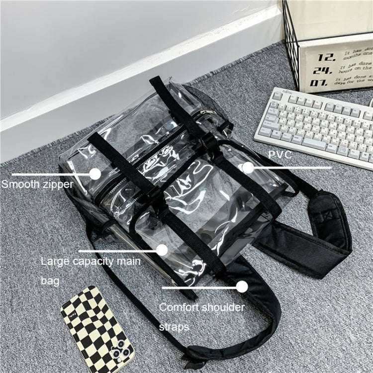 Transparent PVC Large Capacity Casual Outdoor Waterproof Travel Backpack(Blue)