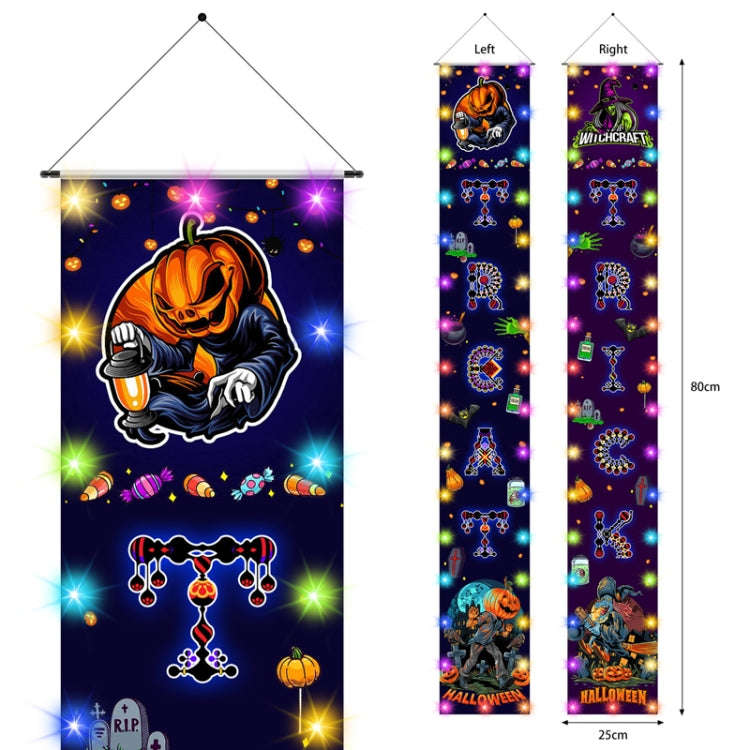 180 x 250 cm Halloween Christmas LED Lights Double Sided Printing Dual-Purpose Couplet Banner(Pum...