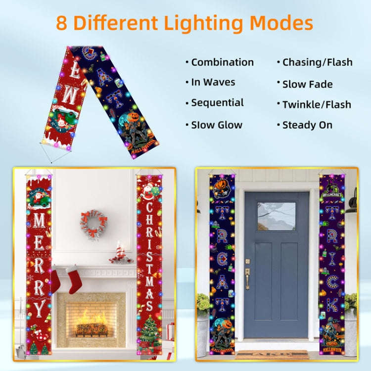 180 x 250 cm Halloween Christmas LED Lights Double Sided Printing Dual-Purpose Couplet Banner(Pum...