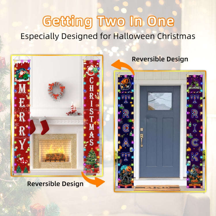 180 x 250 cm Halloween Christmas LED Lights Double Sided Printing Dual-Purpose Couplet Banner(Pum...