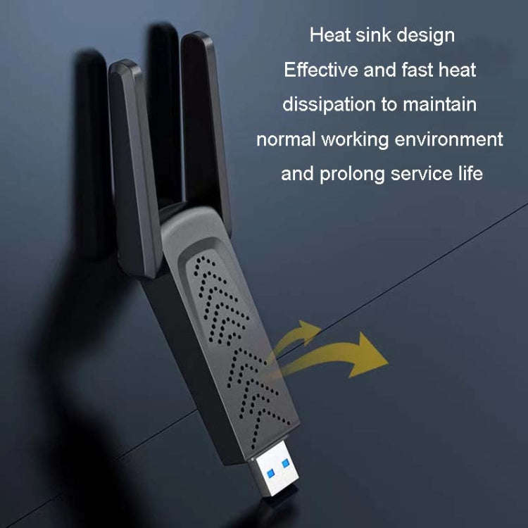 1300Mbps Wireless Network Card Gigabit Dual Band 5G Driverless Computer USB Network Card, Scope: ...