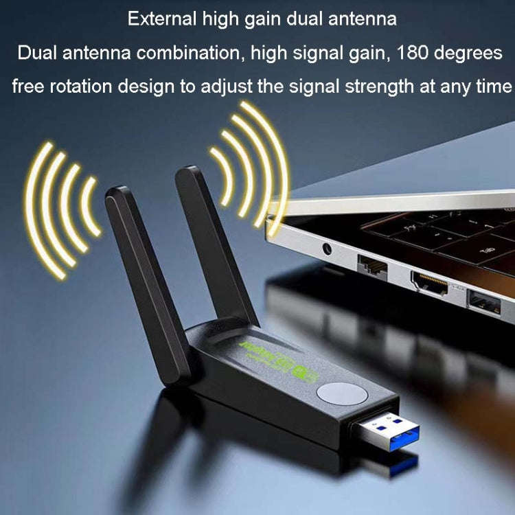 1300Mbps Wireless Network Card Gigabit Dual Band 5G Driverless Computer USB Network Card, Scope: ...