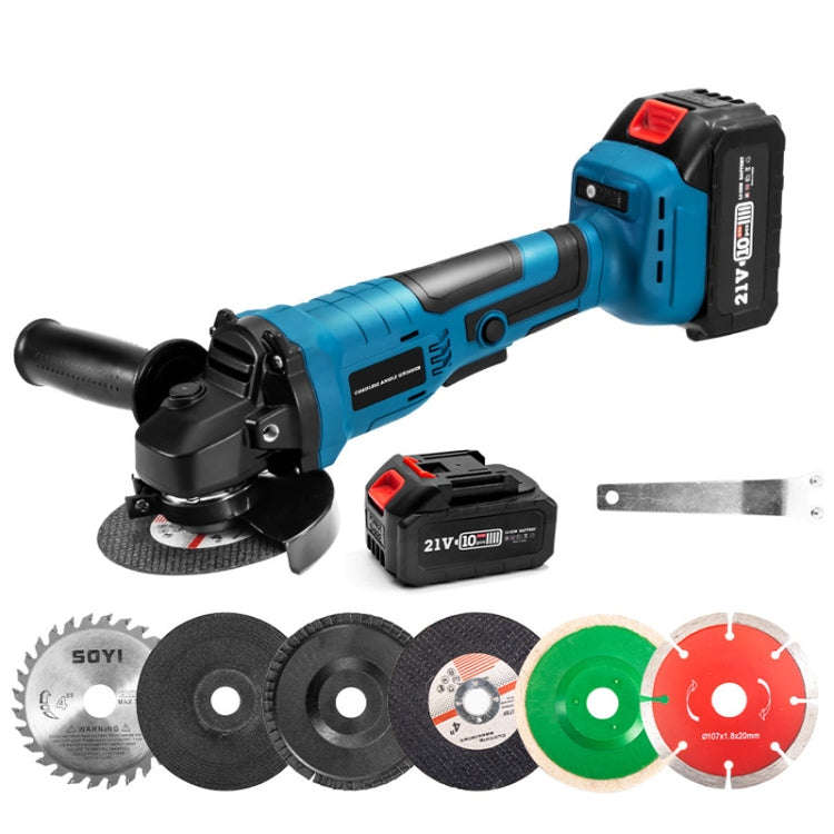 HILDA 21V Brushless Angle Grinder Lithium Cutting Machine, Model: 2 Battery+1 Charger US Plug