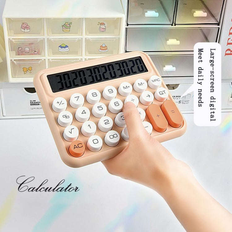 12-digit Mechanical Keyboard Calculator Cute Big Buttons Calculator(Olive Green)