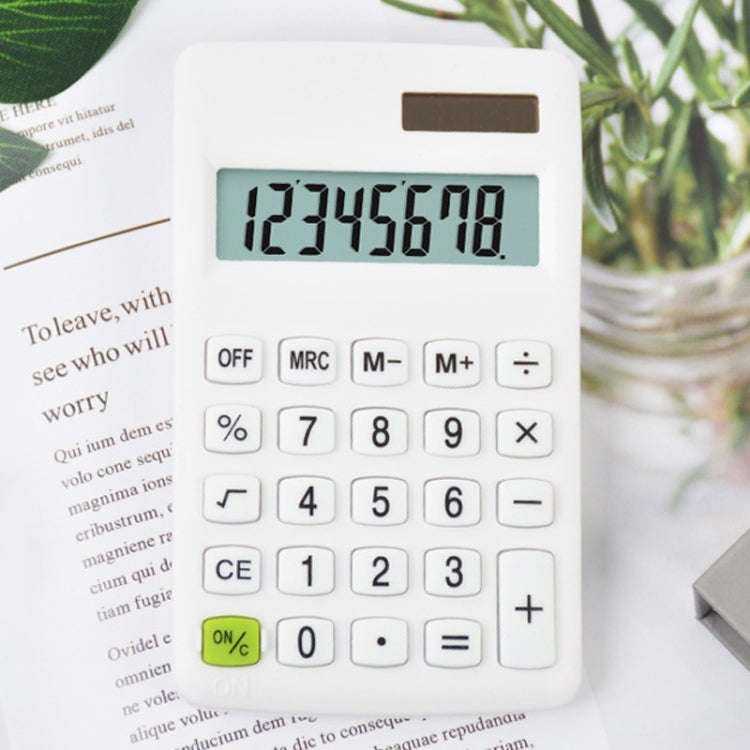 8-digit Candy Colored Solar Calculator Multifunctional Mini Student Electronic Calculator(Pure Wh...