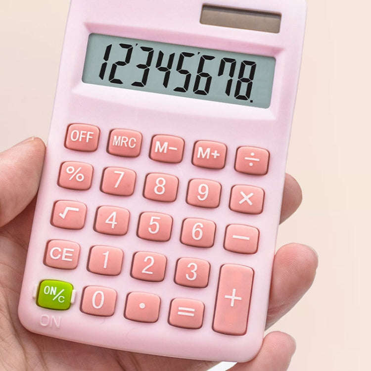 8-digit Candy Colored Solar Calculator Multifunctional Mini Student Electronic Calculator(Pure Wh...