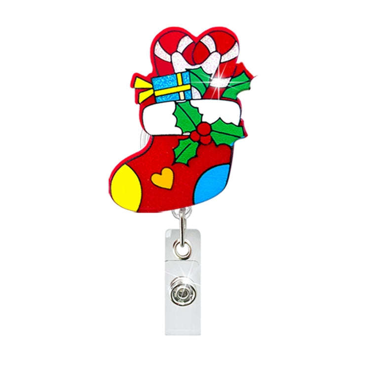 68cm Christmas Cartoon Pull Badge Reel Rotatable Certificate Buckle, Style: Gift Socks