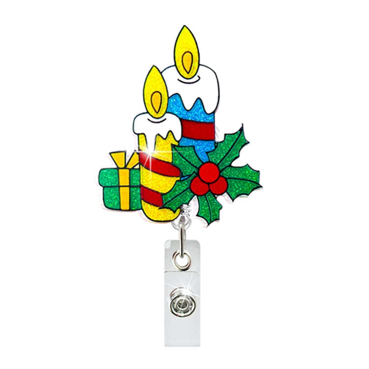 68cm Christmas Cartoon Pull Badge Reel Rotatable Certificate Buckle, Style: Candle