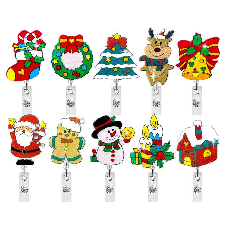 68cm Christmas Cartoon Pull Badge Reel Rotatable Certificate Buckle, Style: Snowman