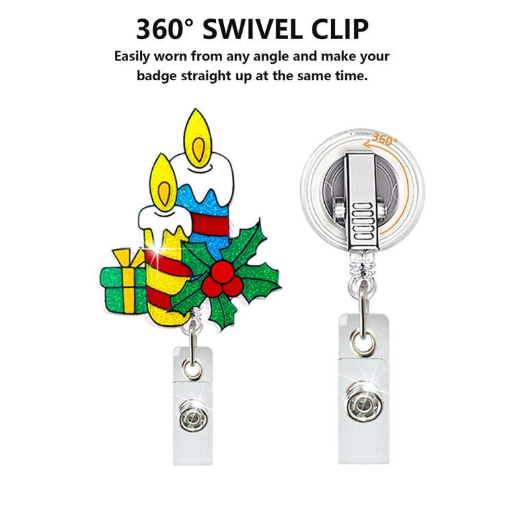 68cm Christmas Cartoon Pull Badge Reel Rotatable Certificate Buckle, Style: Snowman