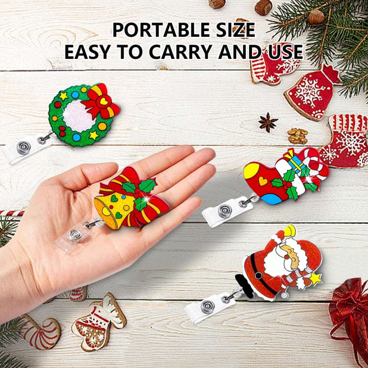 68cm Christmas Cartoon Pull Badge Reel Rotatable Certificate Buckle, Style: Christmas Tree