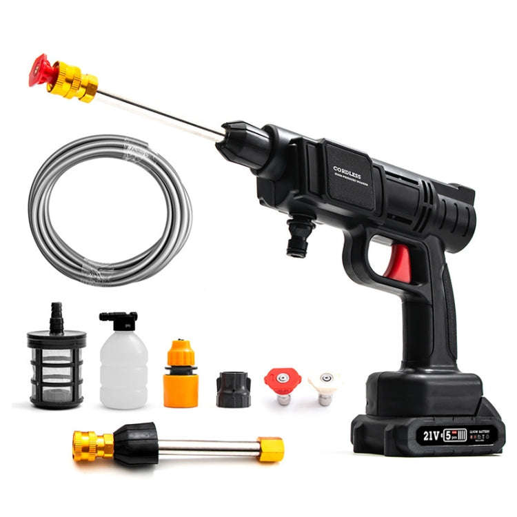 HILDA 21V High Pressure Water Torch Lithium Car Washer Plastic Package, Model: US Plug + 1 Battery