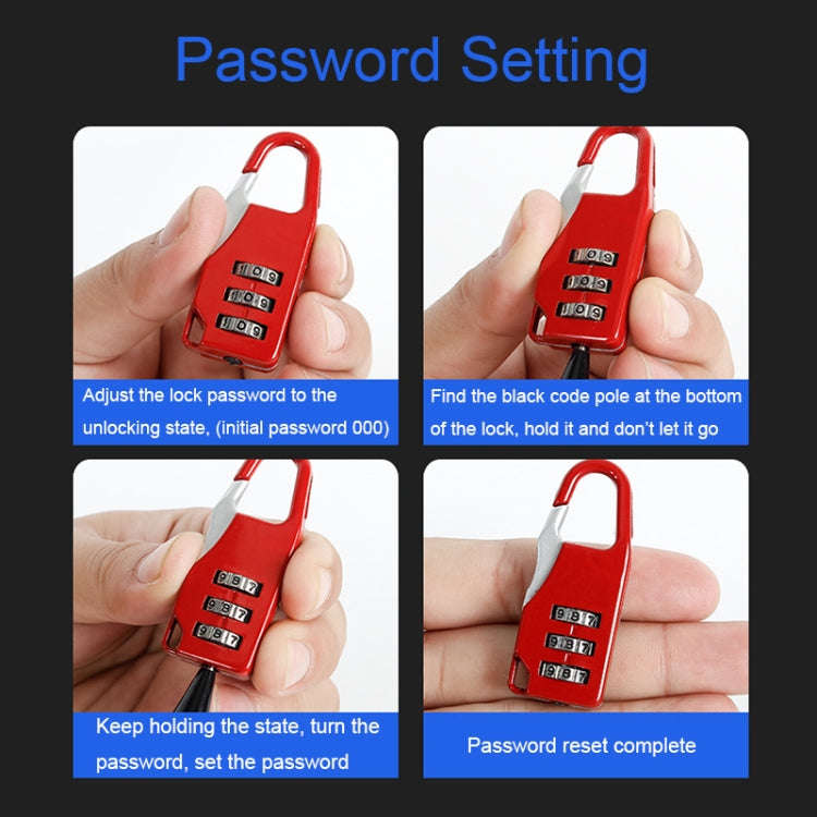 Outdoor Travel Backpack Password Hanging Lock Zinc Alloy Suitcase Anti-theft Lock(Red)
