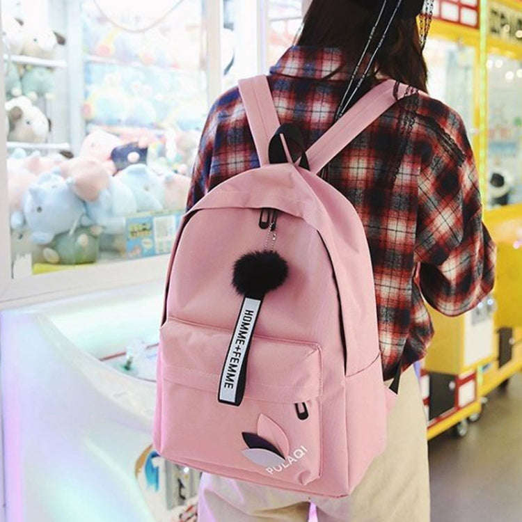 Canvas Shoulder Bag Large Capacity Student Travel Backpack(Pink)