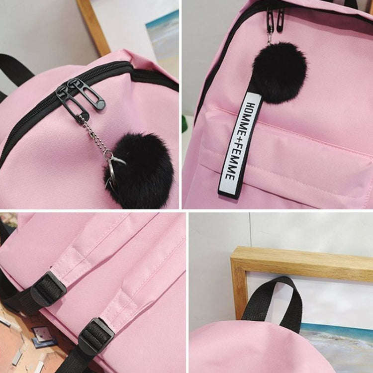Canvas Shoulder Bag Large Capacity Student Travel Backpack(Pink)