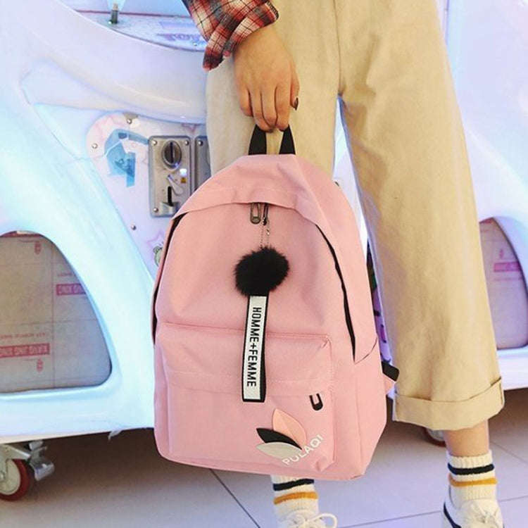 Canvas Shoulder Bag Large Capacity Student Travel Backpack(Pink)