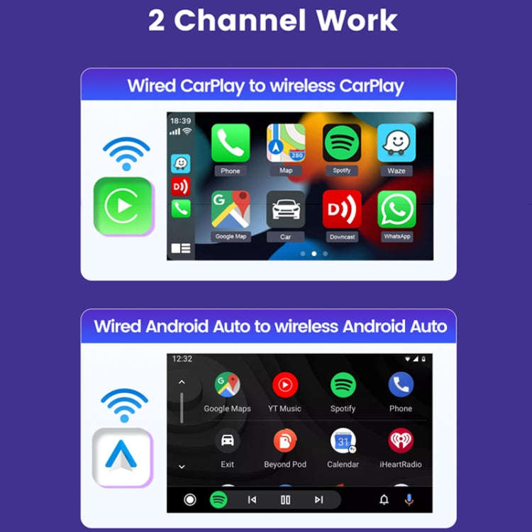 Wired to Wireless Carplay Box Android Auto for Car Interconnection(2Air)