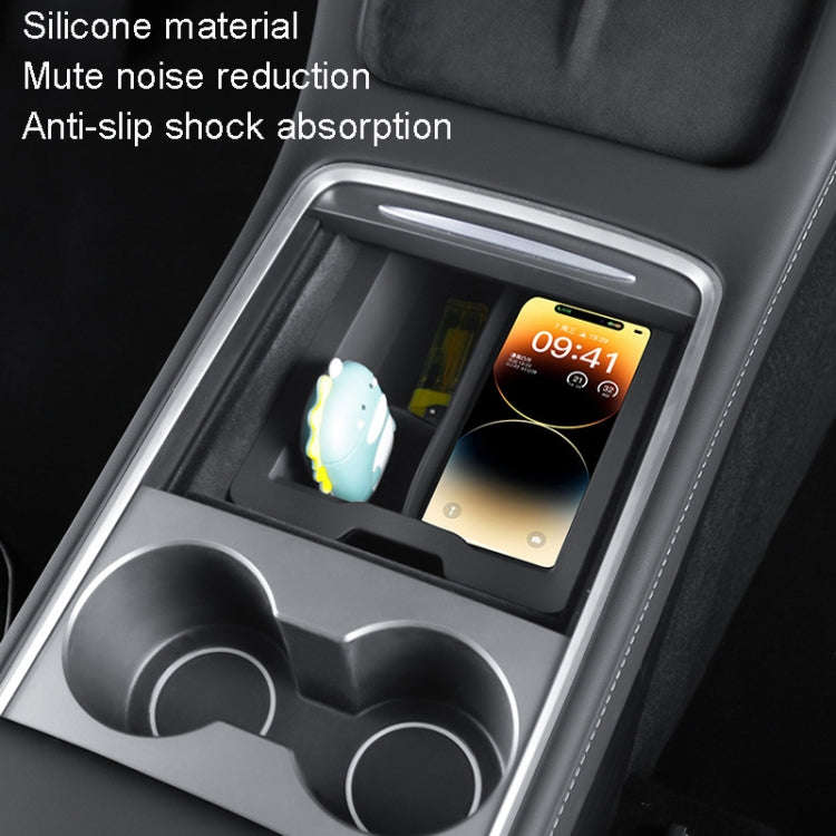 For Tesla Model 3 / Y Silicone Double Layer Storage Small Ice Box, Style: Center Front With Divid...