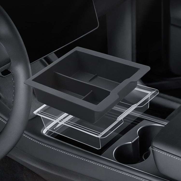 For Tesla Model 3 / Y Silicone Double Layer Storage Small Ice Box, Style: Center Front With Divid...
