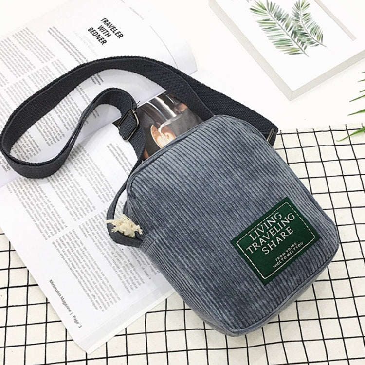 Casual Crossbody Versatile Shoulder Bag Simple Striped Velvet Small Square Bag(Grey)