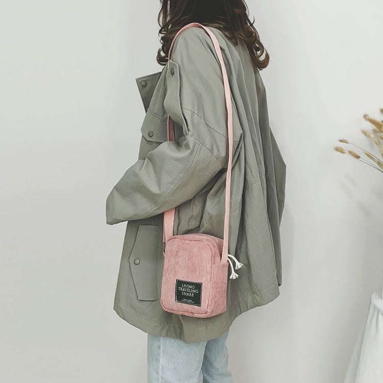 Casual Crossbody Versatile Shoulder Bag Simple Striped Velvet Small Square Bag(Pink)